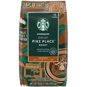Starbucks Pike Place 1 lb. Decaf Ground Coffee - Pike Place, Cocoa, Nut - Medium - 16 oz - 1 Each