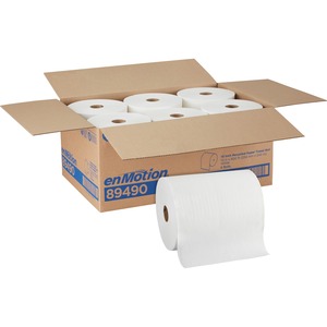 enMotion Paper Towel Rolls, 10" x 800', 40% Recycled, White, Pack Of 6 Rolls - 1 Ply - 10" x 800 ft - 1.75" Core - White - 6 / Carton