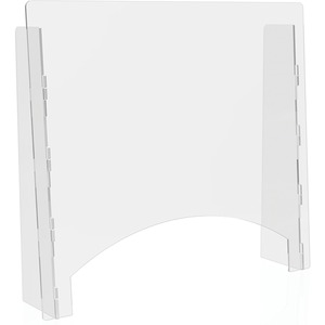 Deflecto Countertop Safety Barrier with Pass Through - 27" Width x 23.8" Height x 6" Length - 2 / Carton - Clear - Acrylic