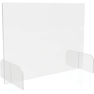 Deflecto Countertop Safety Barrier Full Shield with Feet - 31" Width x 23" Height x 14" Length - 2 / Carton - Clear - Acrylic