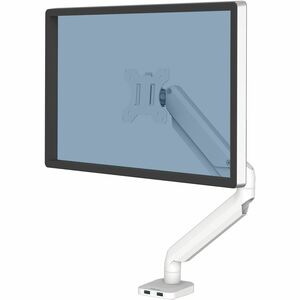 Fellowes Platinum Mounting Arm for Monitor - White - Height Adjustable - 1 Display(s) Supported - 32" to 40" Screen Support - 17.64 lb Load Capacity - 75 x 75, 100 x 100 - VES