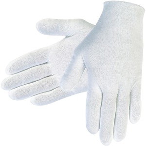 MCR Safety Inspectors Gloves - Large Size - Male - Cotton Cuff, Fabric - White - Comfortable, Lightweight, Reversible, Unhemmed Cuff, Breathable, Straight Thumb, Slip-on Cuff
