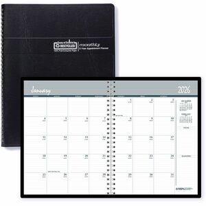 House of Doolittle Planner - Julian Dates - Monthly - 62 Month - December 2024 to January - 1 Month Double Page Layout - Spiral Bound - Black - Black Cover - 11" Height x 8.5"