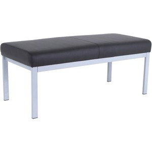 Lorell Healthcare Reception Guest Bench - Silver Frame Color - Powder Coated Steel Frame Material - Four-legged Base - Black - Vinyl - 1 Each