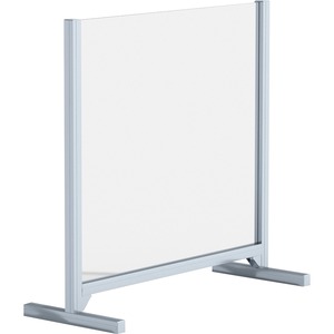 Lorell Adjustable Glass Protective Barrier - 30" Width x 41" Height - 1 Each - Clear - Tempered Glass, Aluminum