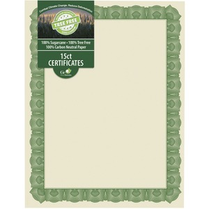 Geographics Tree Free Certificate - 8.5" - Multicolor with Green Border - Sugarcane - 15 / Each