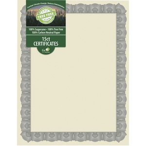 Geographics Tree Free Certificate - 8.5" - Multicolor with Silver Border - Sugarcane - 15 / Each