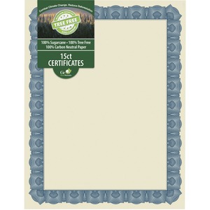 Geographics Tree Free Certificate - 8.5" - Multicolor with Blue Border - Sugarcane - 15 / Each