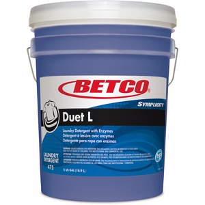 Betco Symplicity Duet L Detergent With Bleach Alternative, 5 Gallon - Ready-To-Use - 640 fl oz (20 quart) - 720 oz (45 lb) - Fresh Scent - Washable, Temperature Resistant, Col