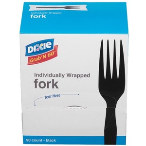 Dixie Grab'N Go Forks, Black, 90 Per Box, Pack Of 6 Boxes - Fork - 1 x Fork - Kitchen, Breakroom - Disposable - Black - 6 / Carton