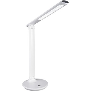 OttLite Emerge LED Desk Lamp with Sanitizing - 11" Height - 3.6" Width - LED Bulb - Leather, Chrome - USB Charging, Foldable, Sanitizing - Desk Mountable - White - for Furnitu