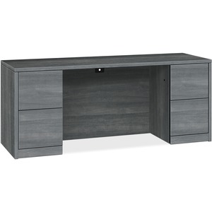 HON 10500 Series File/File Double-Pedestal Desk - 72" x 24" x 29.5" - 2 x File Drawer(s) - Flat Edge - Material: Wood, Laminate - Finish: Sterling Ash Laminate