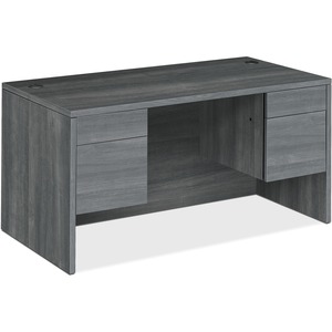 HON 10500 Series Box/File Double-Pedestal Desk - 60" x 30" x 29.5" - 2 x File Drawer(s), Box Drawer(s) - Double Pedestal - Material: Wood, Laminate, Particleboard - Finish: St