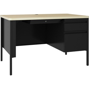 Lorell Fortress Series 48" Right Pedestal Desk - 48" x 29.5" x 30" , 0.8"Modesty Panel, 1.1" Top - Single Pedestal on Right Side - Square Edge - Material: Steel, Laminate Surf