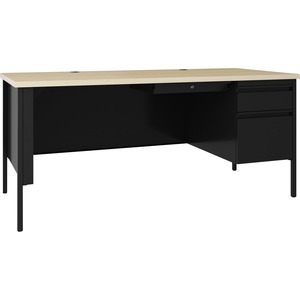 Lorell Fortress Series 66" Right Pedestal Desk - 66" x 29.5" x 30" , 0.8"Modesty Panel, 1.1" Top - Single Pedestal on Right Side - Square Edge - Material: Steel, Laminate Surf