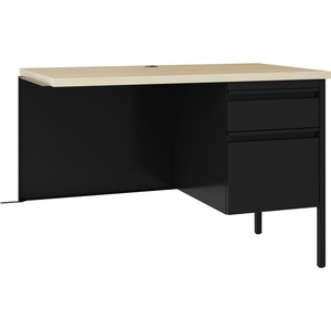 Lorell Fortress Steel Right-pedestal Return Desk - 42" x 29.5" x 24" , 0.8"Modesty Panel, 1.1" Top - Single Pedestal on Right Side - Square Edge - Material: Steel, Laminate Su