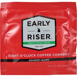 Eight O'Clock Coffee Early Riser Medium Roast Decaf Coffee Soft Pod - Arabica, Gourmet Blend - Arabica, Gourmet Blend - Medium - 200 / Carton