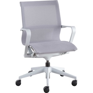 Lorell Premium Executive Mesh Mid-back Sling Chair - Nylon Seat Material - Nylon, Mesh Back Material - Plastic Frame Material - Mid Back - 5-star Base - Gray - 1 Each