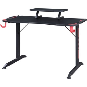 Lorell Gaming Desk - Powder Coated Base - 127 lb Capacity - 36" Height x 48" Width x 26" Depth - Assembly Required - Black - Medium Density Fiberboard (MDF), Polyvinyl Chlorid