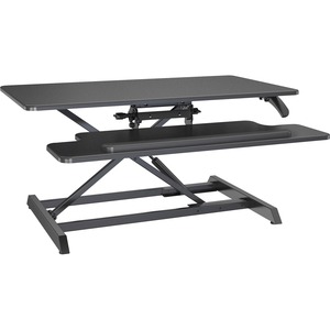 Lorell Large Monitor Desk Riser - 37.40 lb Load Capacity - 19.63" Height x 35.38" Width x 19.25" Depth - Desk - Polyvinyl Chloride (PVC), Medium Density Fiberboard (MDF) - Bla