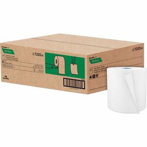Cascades Tandem Paper Towel - 1 Ply - 1.93" Core - White - 6 Rolls Per Container - 1 Carton
