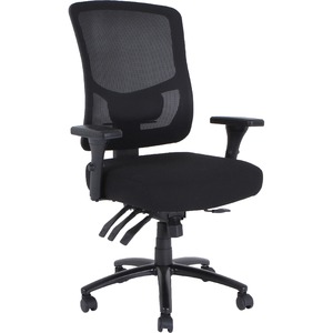 Lorell Big & Tall Mesh Back Office Chair - Fabric Seat Material - Black - Armrest - 1 Each