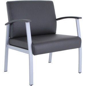 Lorell Healthcare Reception Big & Tall Antimicrobial Guest Chair - Vinyl Seat Material - Vinyl Back Material - Powder Coated Silver Frame Color - Steel Frame Material - Four-l