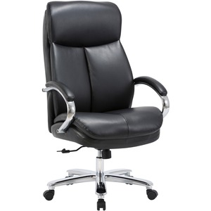 Lorell Big & Tall High-Back Chair - Bonded Leather Seat Material - Black Back Color - Bonded Leather Back Material - High Back - Black - Armrest - 1 Each