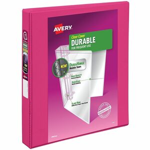 Avery® Durable View 3 Ring Binder, 1" Slant Rings, 1 Pink Binder (17830) - 1" Binder Capacity - Letter - 8 1/2" x 11" Sheet Size - 250 Sheet Capacity - 250 Ring - Fastener: Sl