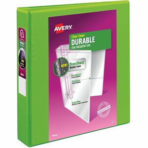 Avery® Durable View 3 Ring Binder, 1.5" Slant Rings, 1 Chartreuse Binder (17835) - 1 1/2" Binder Capacity - Letter - 8 1/2" x 11" Sheet Size - 375 Sheet Capacity - 375 Ring -
