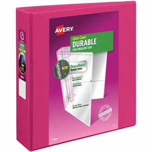 Avery® Durable View 3 Ring Binder, 2" Slant Rings, 1 Pink Binder (17836) - 2" Binder Capacity - Letter - 8 1/2" x 11" Sheet Size - 530 Sheet Capacity - 530 Ring - Fastener: Sl