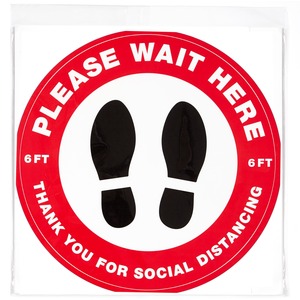 Avery® Social Distance PLEASE WAIT HERE Floor Decal - 5 - PLEASE WAIT HERE Print/Message - Round Shape - Pre-printed, Tear Resistant, Wear Resistant, Non-slip, Water Resistant