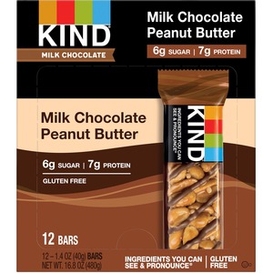 KIND Milk Chocolate Peanut Butter Nut Bars - Low Sodium, Gluten-free, Individually Wrapped, Low Glycemic - Milk Chocolate Peanut Butter - 12 / Box