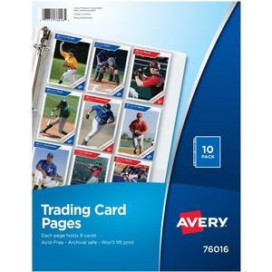 Avery® Trading Card Pages - 90 x Trading Card Capacity - 3 x Rings - Ring Binder - Clear - 24 / Carton