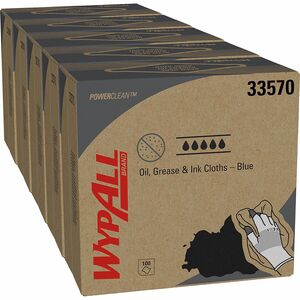 Wypall Oil, Grease & Ink Cloths - Ready-To-Use - 16.80" Length x 8.80" Width - 100 / Box - 500 / Carton - Anti-fog, Lightweight, Slip Resistant, Scratch Resistant - White