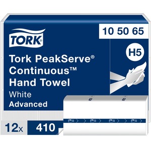 Tork PeakServe® Continuous™ Hand Towel White H5 - Tork PeakServe® Continuous™ Hand Towel White H5, Advanced, Compressed, 12 x 410 sheets, 105065