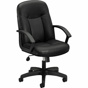 HON High-Back Executive Chair | Center-Tilt | Fixed Arms | Black SofThread Leather - Black Seat Color - Leather Seat Material - Black Back Color - Leather Back Material - Blac