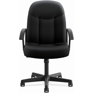 HON High-Back Executive Chair | Center-Tilt | Fixed Arms | Black Fabric - Polyester Seat Material - Black Back Color - Polyester Back Material - Black Frame Color - High Back
