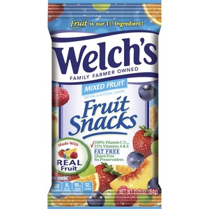 Welch's Mixed Fruit Snacks - Gluten-free, Preservative-free, Trans Fat Free - Strawberry, White Grape Raspberry, Orange, White Grape Peach, Concord Grape - 2.25 oz - 48 / Cart