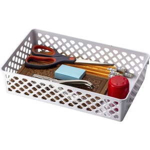 Officemate Achieva Supply Baskets - 3.38" Height x 10.63" Width x 6.13" Depth - Compact, Stackable, Storage Space - White - Plastic - 2 Each