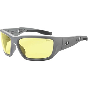 Skullerz BALDR Yellow Lens Matte Gray Safety Glasses - Eye Protection - Matte Gray - Yellow Lens - Anti-fog, Impact Resistant, Anti-scratch, UV Resistant, Durable, Bendable Fr