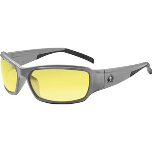 Skullerz THOR Yellow Lens Matte Gray Safety Glasses - Eye Protection - Matte Gray - Yellow Lens - Durable, Bendable Frame, Flexible Frame, Break Resistant, Non-Slip Temple, Ru