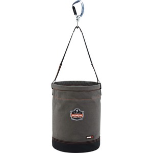 Arsenal 5940 Swiveling Carabiner Canvas Hoist Bucket - Reinforced, Handle, Pocket, Durable, Storm Drain - 14" - Plastic, Nylon, Nickel Plated, Synthetic Leather, Canvas - Gray
