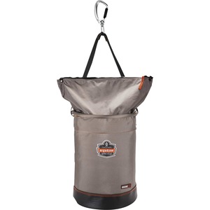 Arsenal 5974 Hoist Bucket with Swiveling Carabiner - Large Size - 99.21 lb Capacity - Zipper Closure - Gray - Nylon, Synthetic Leather, Tarpaulin, Leather, Nickel Plated - 1Ea