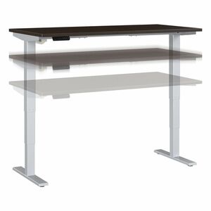 Bush Business Furniture Move 40 Series 60w X 30d Electric Height Adjustable Standing Desk - Mocha Cherry Rectangle Top - Silver T-shaped Base - 176 lb Capacity - Height Adjust