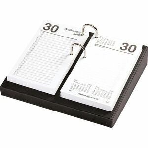 Dacasso Classic Calendar Holder - Support 3.50" x 6" Media - Leather - Black, Silver - 1 Each