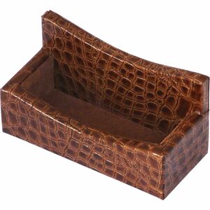 Protacini Cognac Brown Italian Patent Leather Business Card Holder - Italian Leather, Suede - Cognac Brown - 1 Each