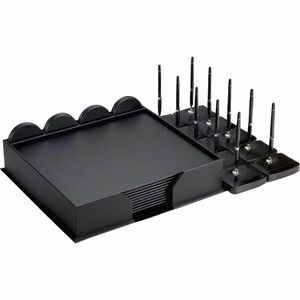 Dacasso Leatherette Deluxe Conference Room Set - Rectangular - 17" Width - Leatherette, Velveteen - Black