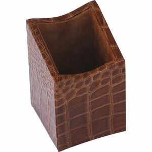 Protacini Cognac Brown Italian Patent Leather Pencil Cup - Italian Leather, Suede - Cognac Brown - 1 Each