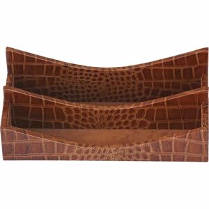 Protacini Cognac Brown Italian Patent Leather Letter Holder - Italian Leather, Velveteen, Suede - Cognac Brown - 1 Each